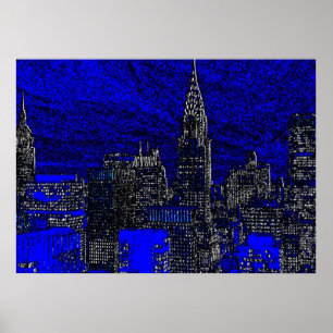 Blue New York City Natt Artwork Poster
