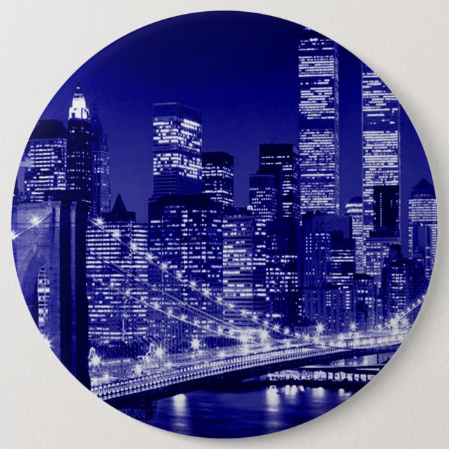 Blue New York City Night Knapp (Framsida)