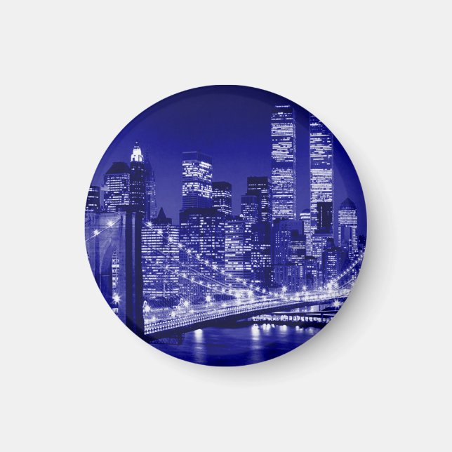 Blue New York City Night Magnet (Framsidan)