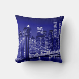 Blue New York City Night Pillow Kudde