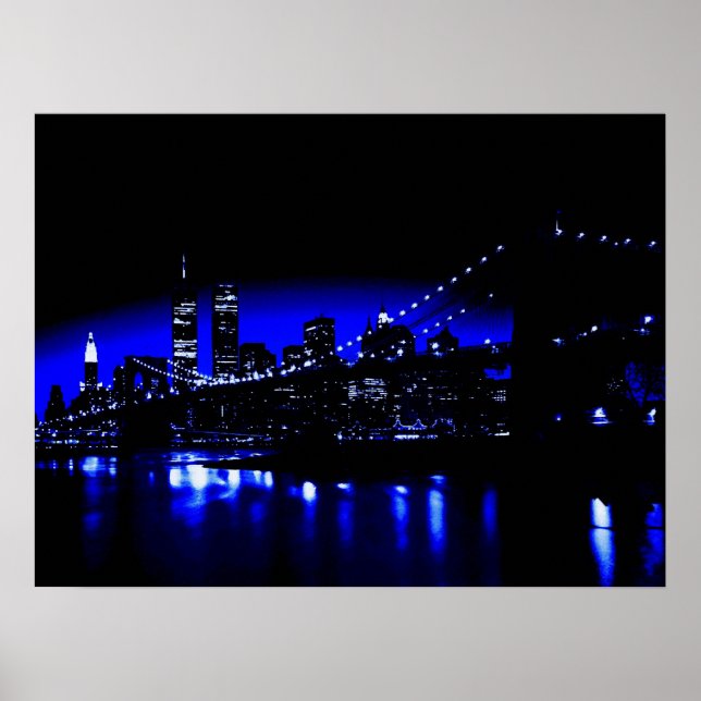 Blue New York City Night Poster (Framsidan)