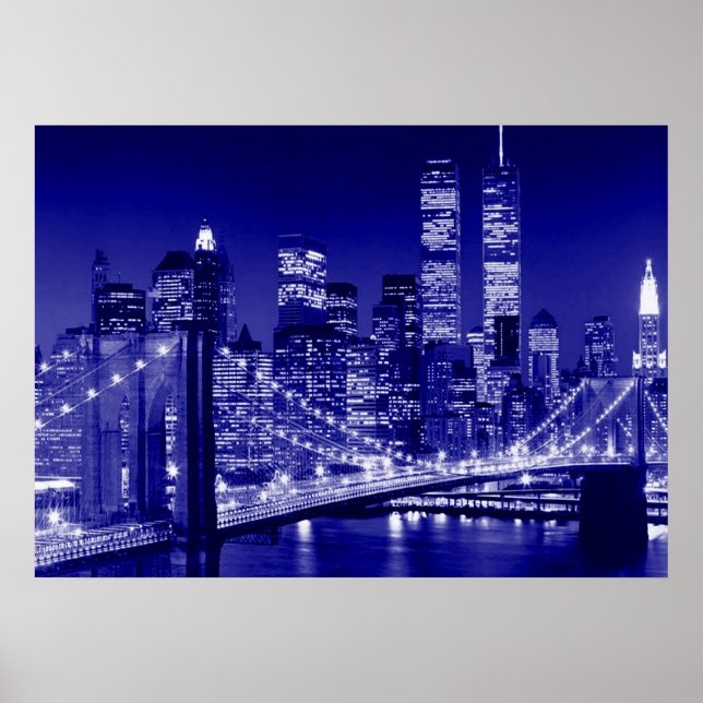 Blue New York City Night Poster (Framsidan)