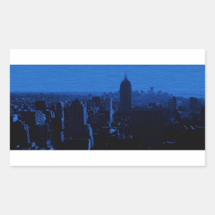 Blue New York City Night Rektangulärt Klistermärke