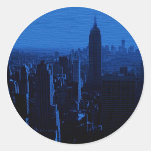 Blue New York City Night Runt Klistermärke