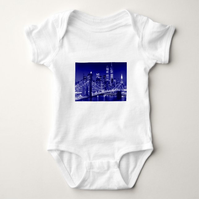 Blue New York City Night Tee Shirt (Framsida)