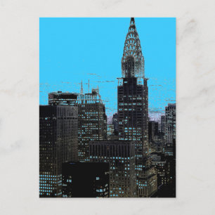 Blue New York City Night Vykort
