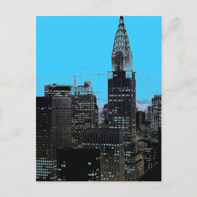Blue New York City Night Vykort (Framsida)