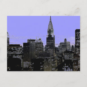 Blue New York City Night Vykort
