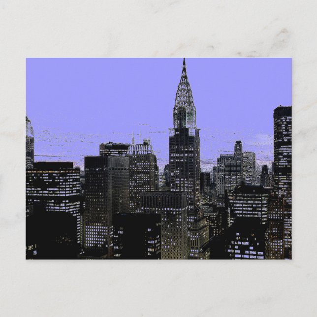 Blue New York City Night Vykort (Framsida)