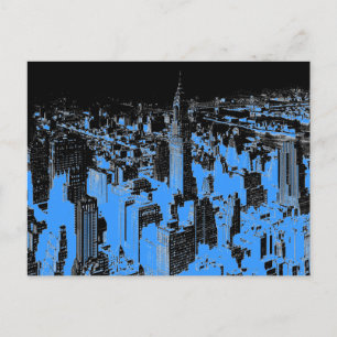 Blue New York City Night Vykort