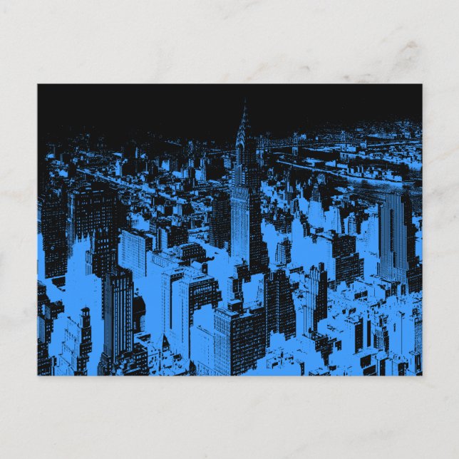 Blue New York City Night Vykort (Framsida)