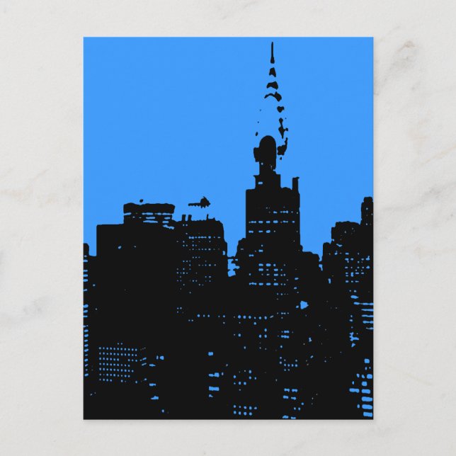Blue New York City Night Vykort (Framsida)