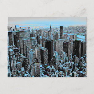 Blue New York City Night Vykort