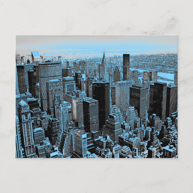 Blue New York City Night Vykort (Framsida)