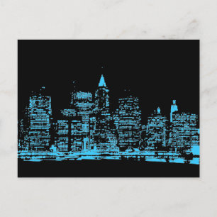 Blue New York City Night Vykort