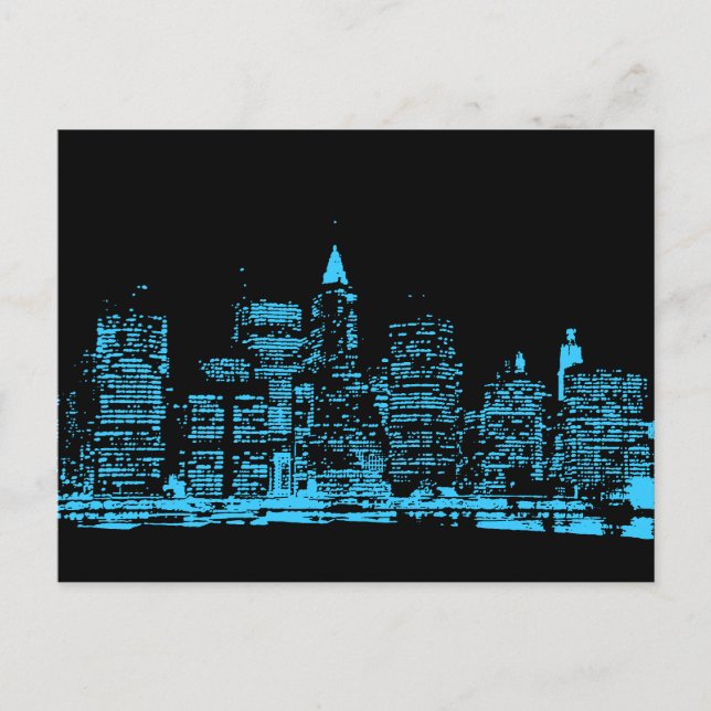 Blue New York City Night Vykort (Framsida)