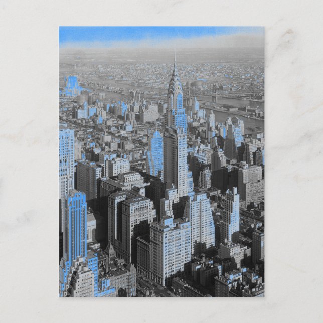 Blue New York City Night Vykort (Framsida)
