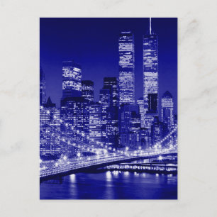 Blue New York City Night Vykort