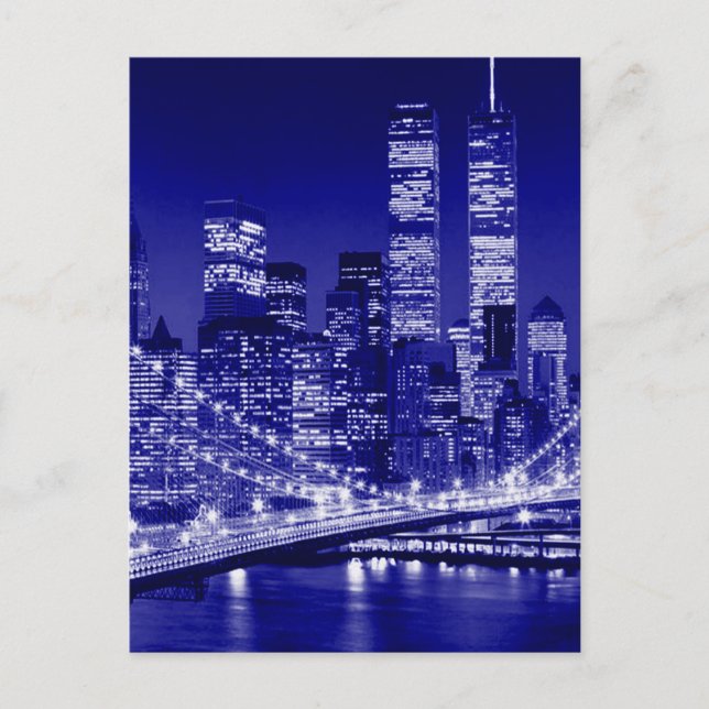 Blue New York City Night Vykort (Framsida)