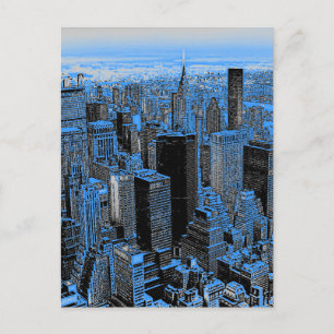Blue New York City Night Vykort