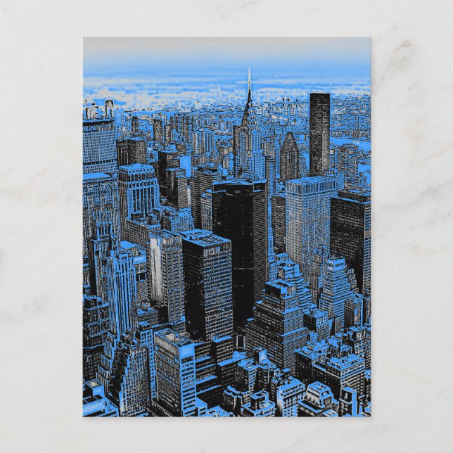 Blue New York City Night Vykort (Framsida)