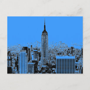 Blue New York City Night Vykort