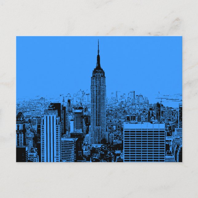 Blue New York City Night Vykort (Framsida)