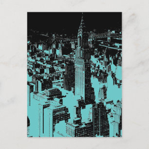 Blue New York City Night Vykort