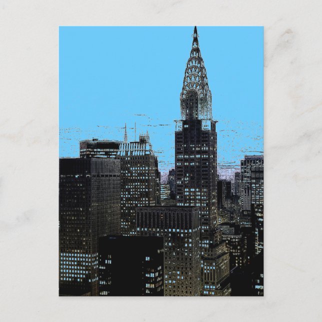 Blue New York City Night Vykort (Framsida)