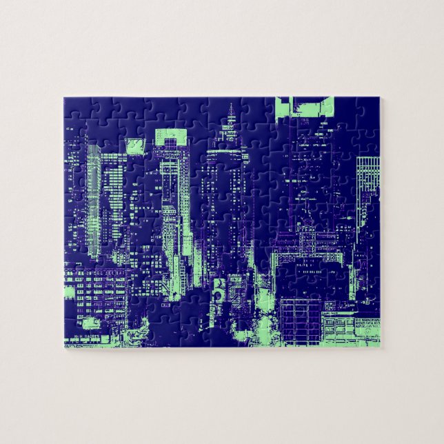 Blue New York City Pussel (Horisontell)