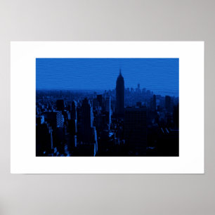 Blue New York City White Gräns Poster