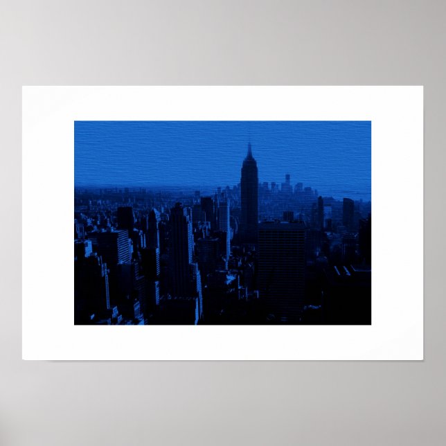 Blue New York City White Gräns Poster (Framsidan)