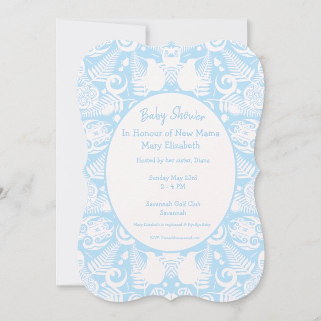 Blue New Zealand Tribal Design Baby Shower - Boy Inbjudningar (Framsida)