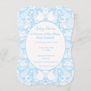 Blue New Zealand Tribal Design Baby Shower - Boy Inbjudningar