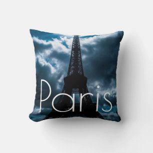 Blue Night Eiffel Torn Paris Frankrike Travel Kudde