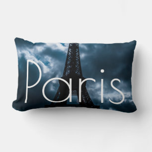 Blue Night Eiffel Torn Paris Frankrike Travel Lumbarkudde