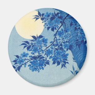 Blue Night Måne Cherry Träd japansk Magnet