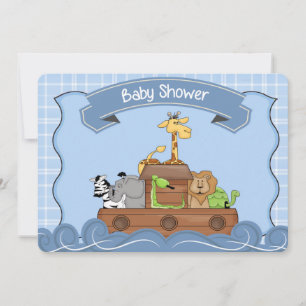 Blue Noahs inbjudan till Ark Baby Shower
