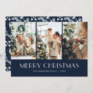 Blue Nordic Fox Photo Collage God jul Julkort