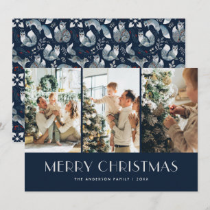 Blue Nordic Fox Photo Collage God jul Julkort