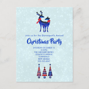 Blue Nordic jul Reindeer Pair-inbjudan Vykort