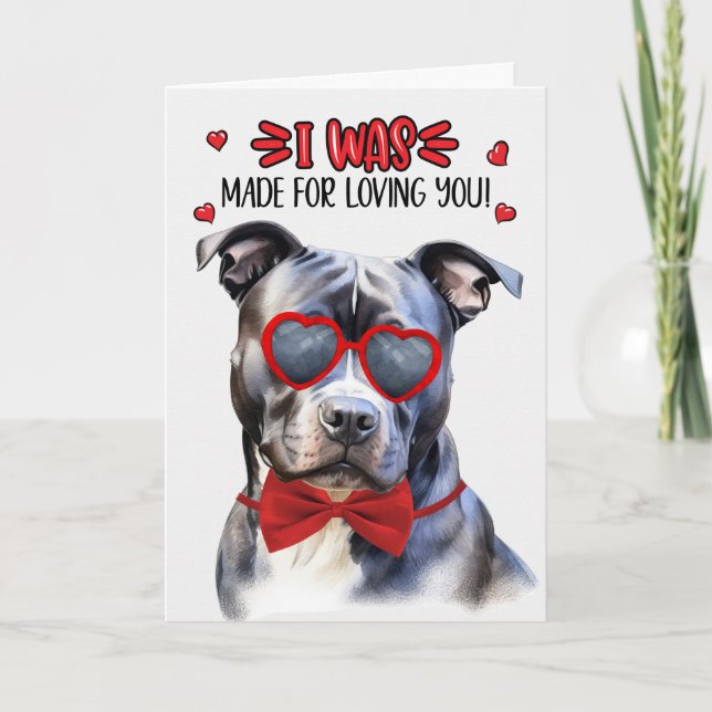 Blue Nose Pit Bull Dog Loving You Valentine Helgkort (Framsida)