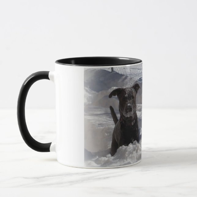 Blue Nose Pit Bull Terrier i snö-mugg Mugg (Vänster)