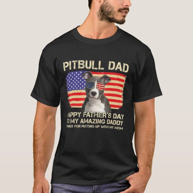 Blue Nose Pitbull Dad Happy Fathers Day To My Amaz T Shirt (Framsida)