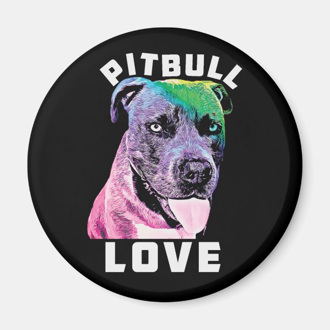 Blue Nose Pitbull Kärlek Pop Art Stil Coola Pit Magnet (Framsidan)
