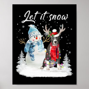 Blue Nose Pitbull Santa Hund jul Snögubbe Julafton Poster