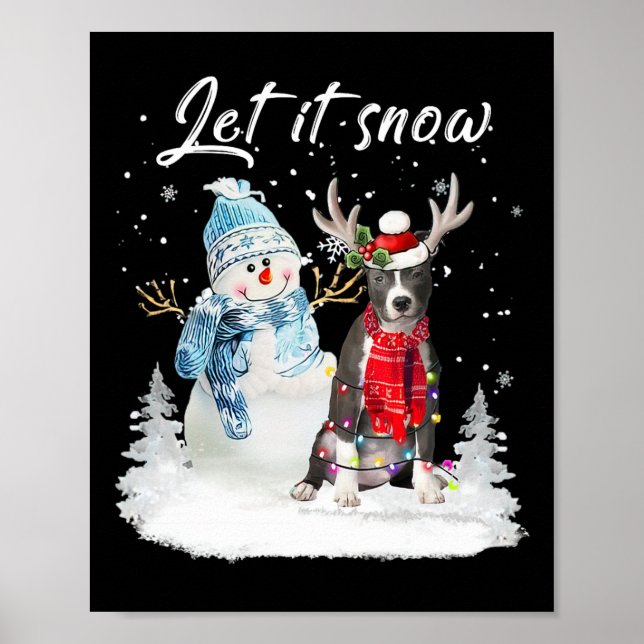 Blue Nose Pitbull Santa Hund jul Snögubbe Julafton Poster (Framsidan)