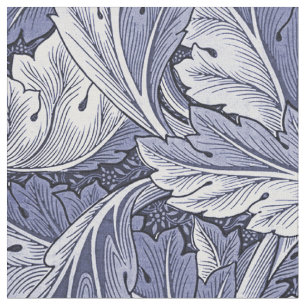 Blue Nouveau Acanthus Löv Mönster Fabric Tyg