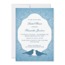 Blue Nouveau Blommigt Ram Möhippa Inbjudan