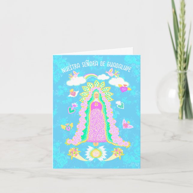 Blue Nuestra Señora de Guadalupe Anteckningskort (Framsida)
